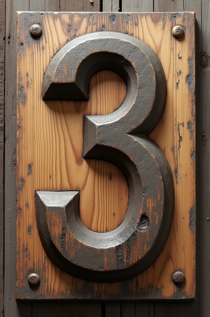 3 carved on a wooden board