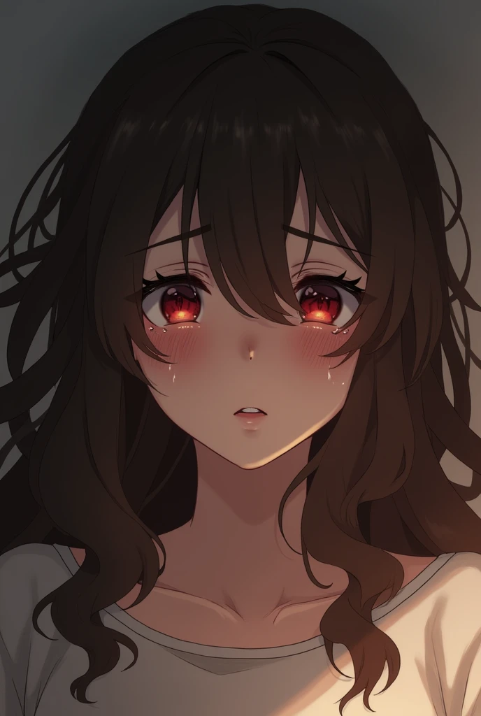 brown hair girl crying