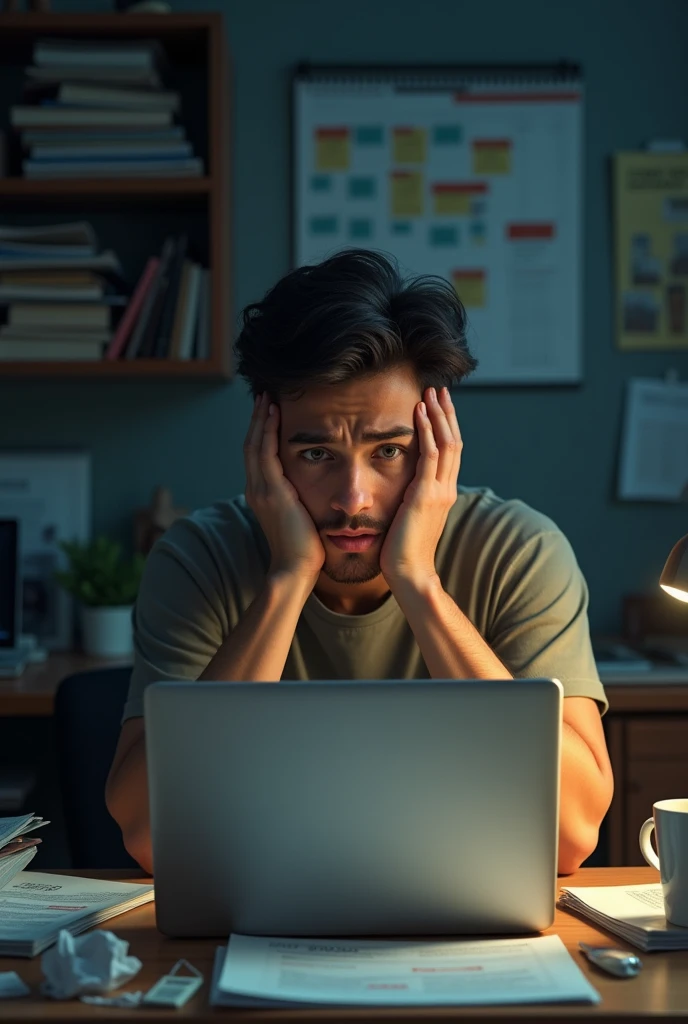 Create an image of a person suffering from not knowing how to buy a house
