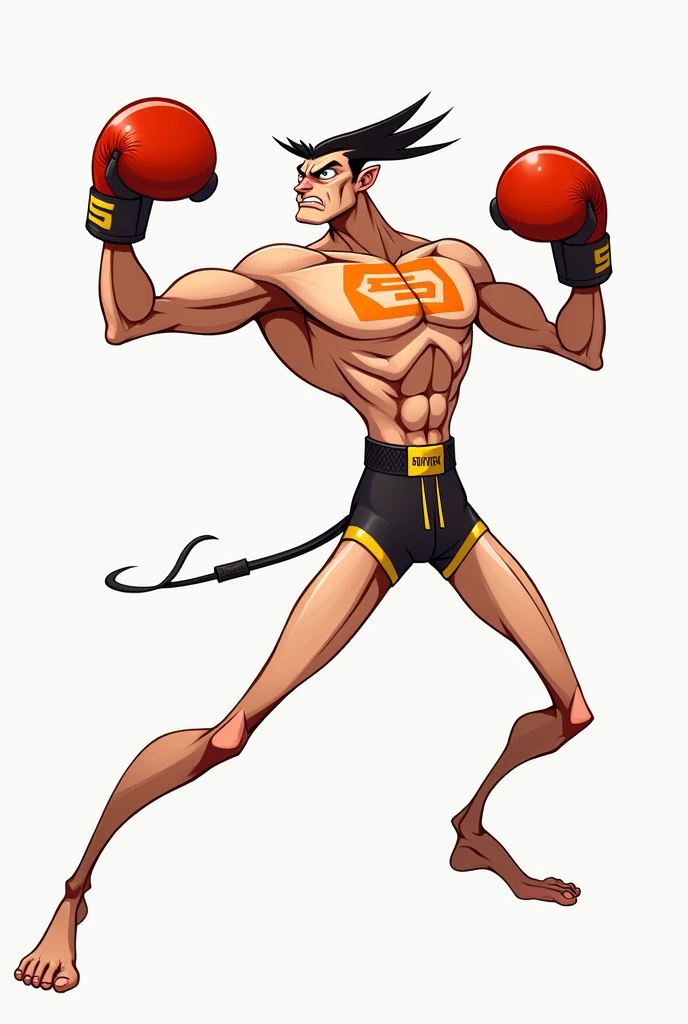 Create boxer designs with the letter S, more elongated with hands, arms, legs, feet and eyes