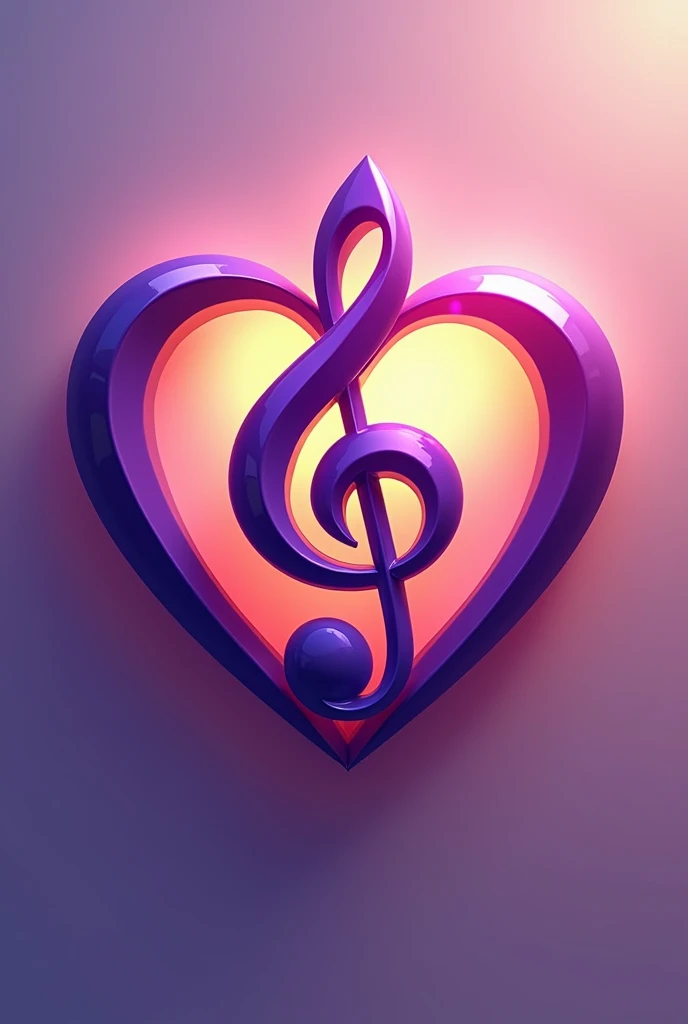 Logo of a purple treble clef musical note fused into a soccer ball, all within a heart 