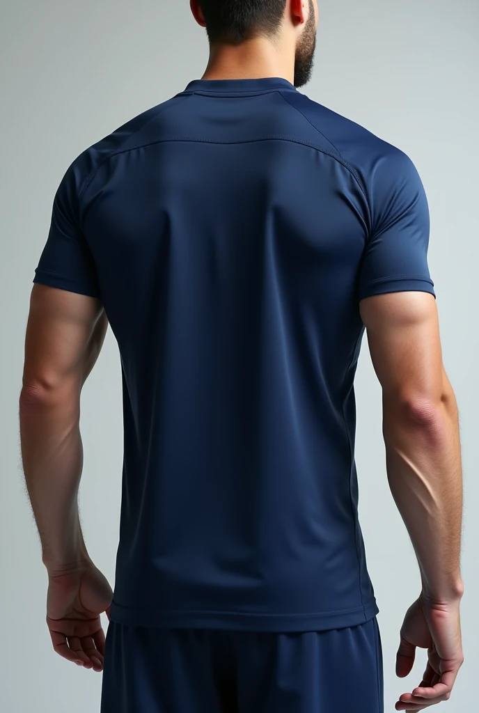 Dark Blue jersey mock up, display front side and backside. With flat v neck collar