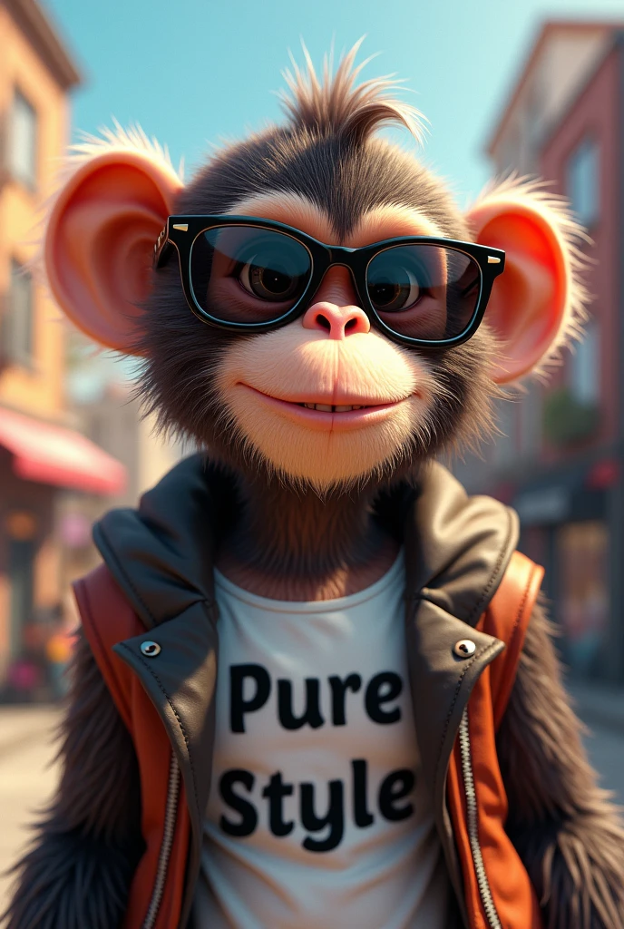 Skater monkey with sunglasses underneath with pure style written on it