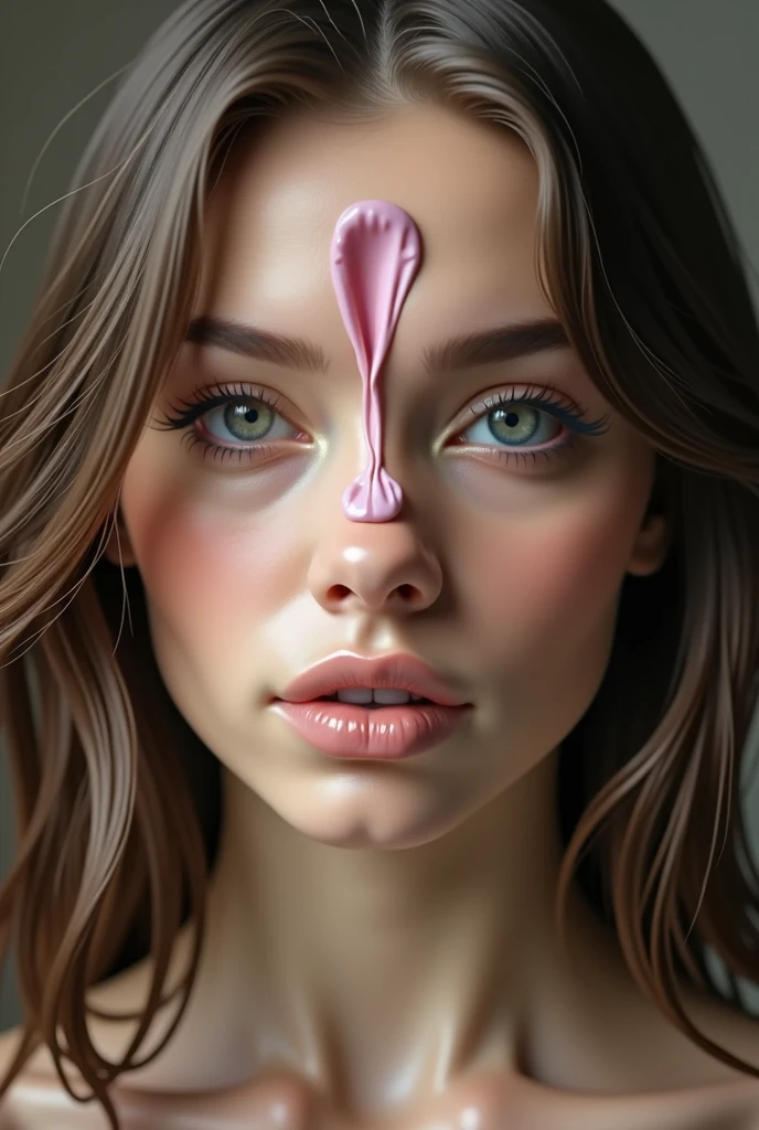Make a girl with a vagina on her face,make a vagina in the center of the human face, with a vagina face, clitoris, (vagina), no mouth, noseless, best qualityer, ultra detali, fine-details, high resolution, Caucasian skin,