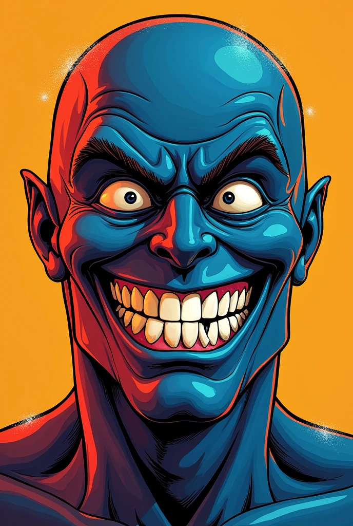 create an image of the comic book mask looking at the camera and laughing