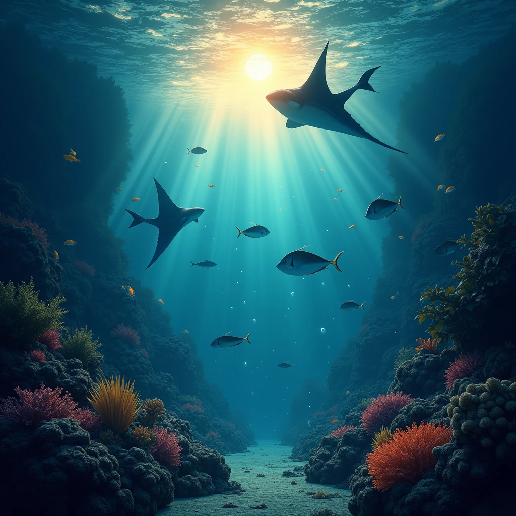 sunset under the sea