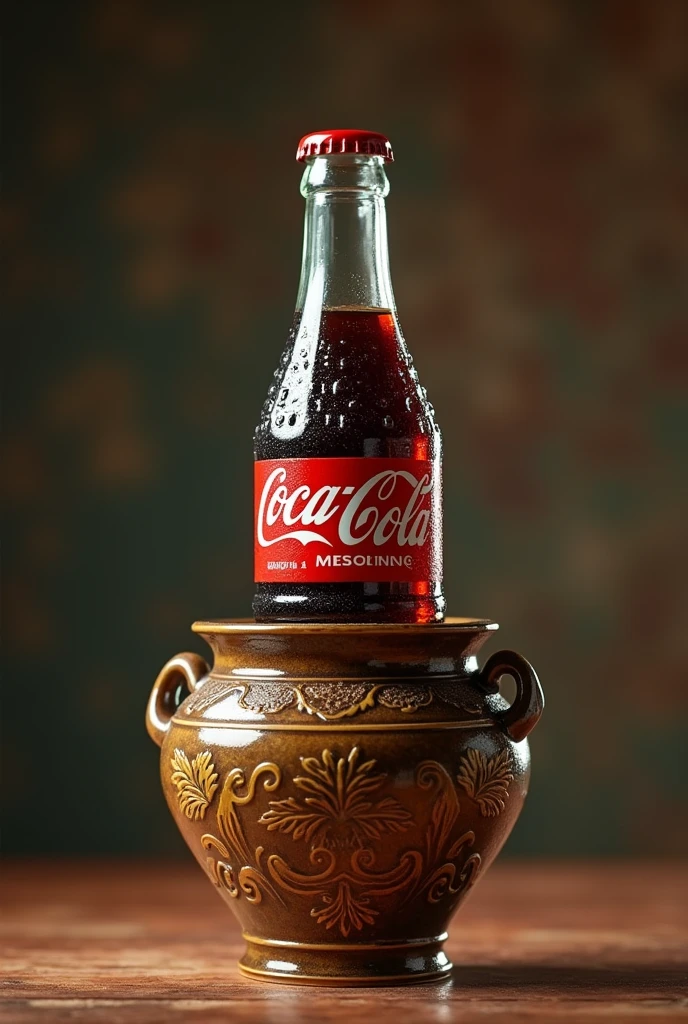 a bottle of coca cola ,which is from a vase