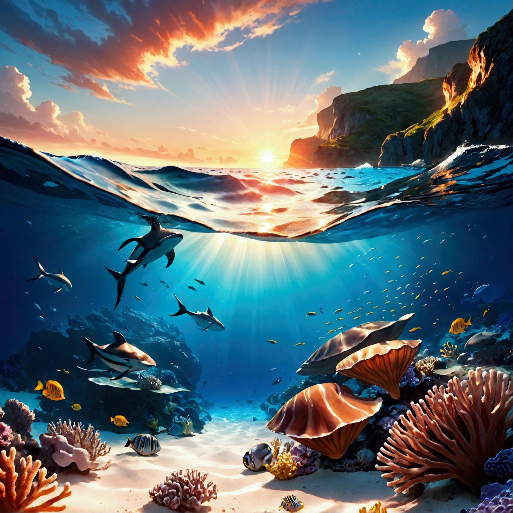sunset under the sea