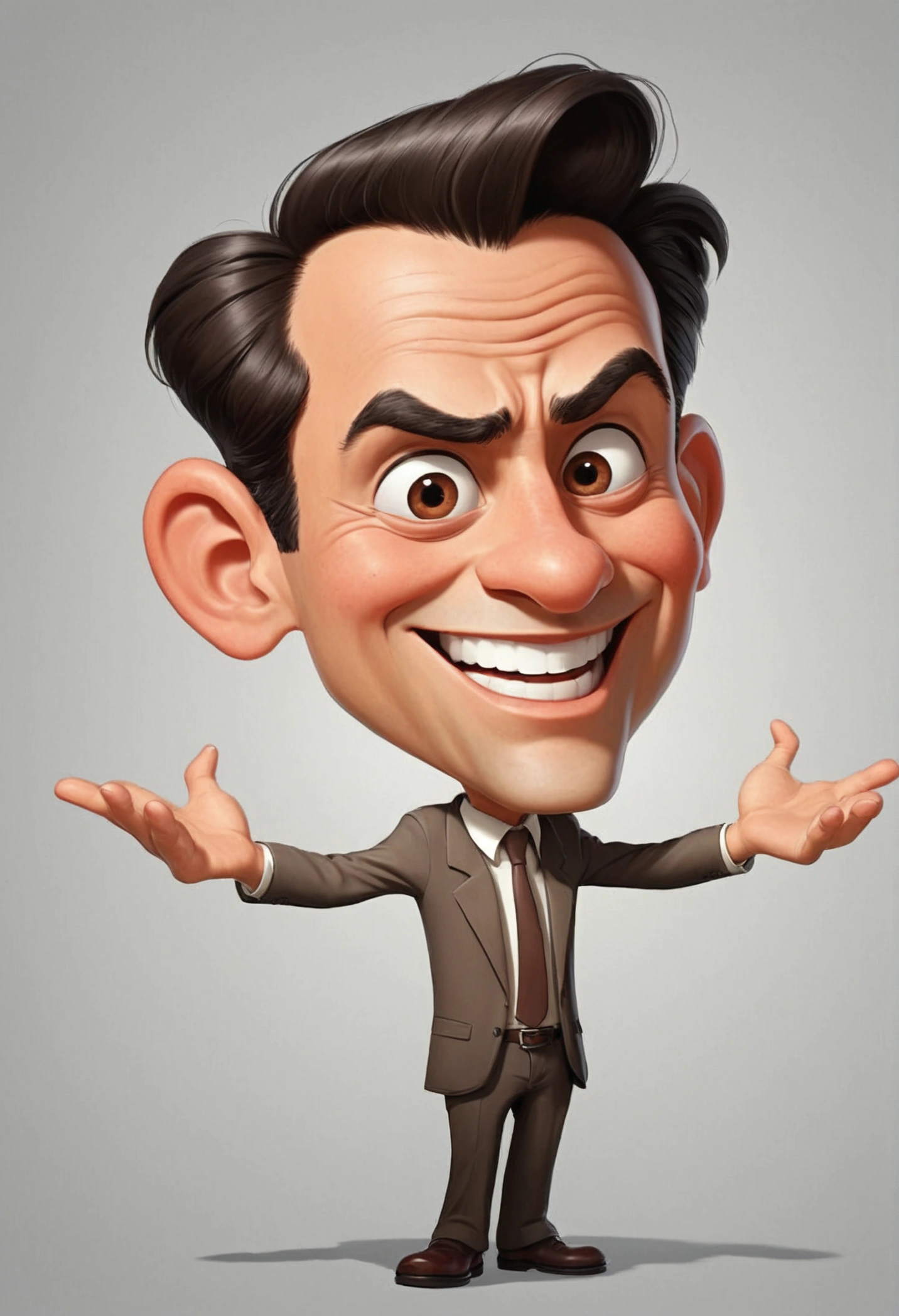 man, with neutral gestures, animated caricature, 2d, type classic cartoon