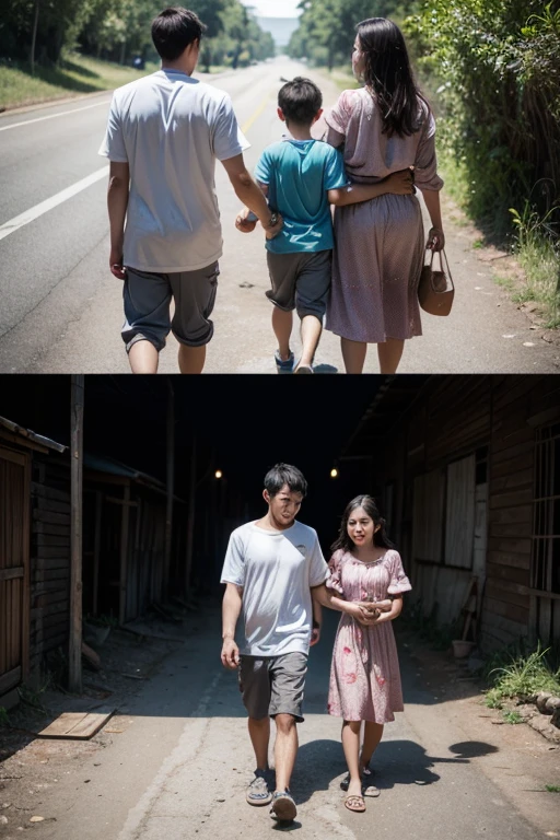 generate an image with a family being freed from chains, Very realistic