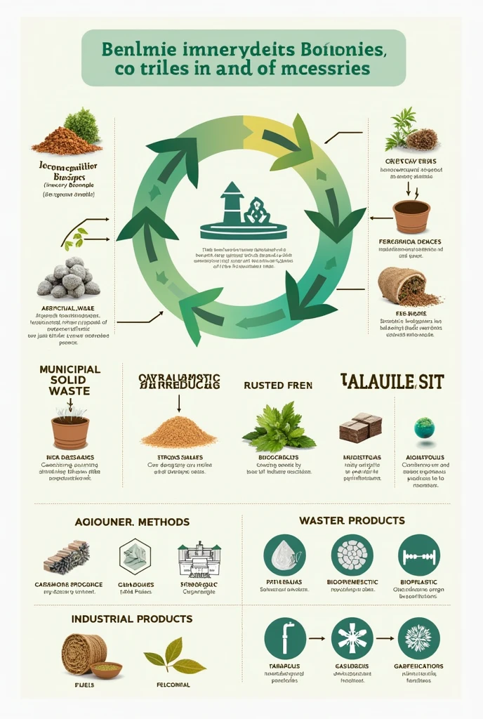 Graphical Abstract of Review Article with a topic "Recent advancement and assessment of Recycling of waste biomasses"
Picture must contain all types of biomasses and their conversion methods into valuable products
Please Try another one but try to create biomasses types seperatly, methods seperatly and valuable products separately