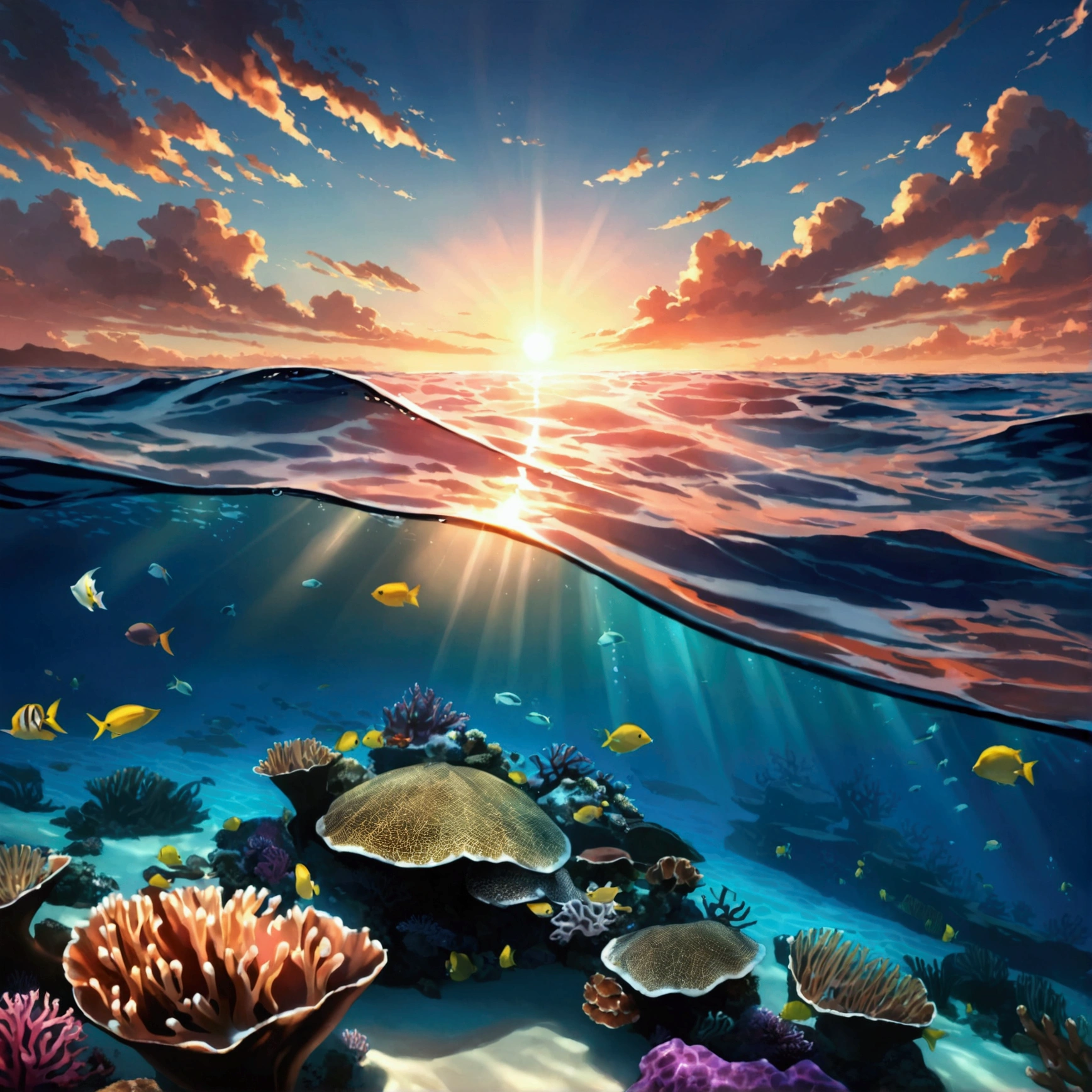 sunset under the sea