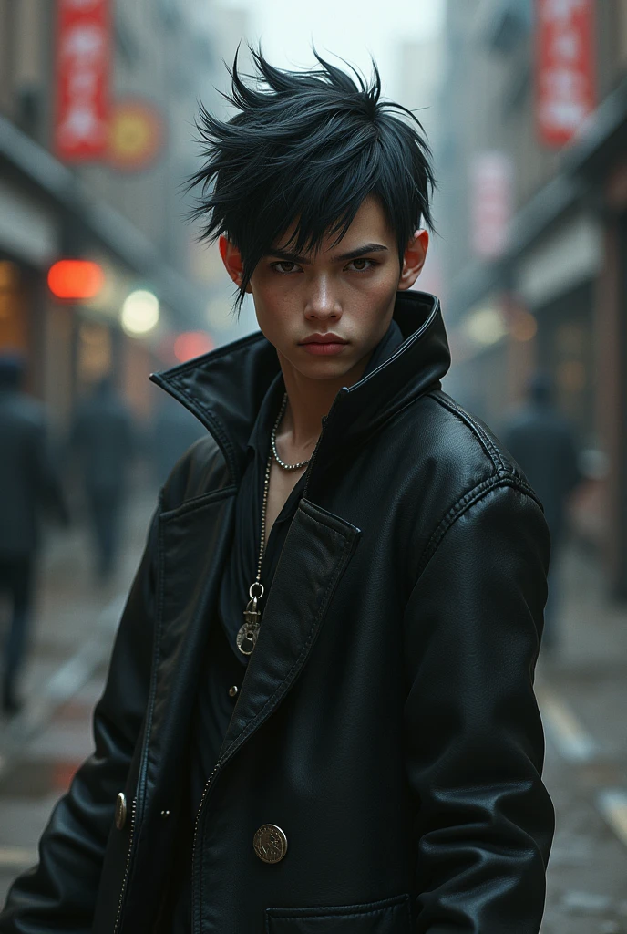 A wizard Punk 2 boy with black coat and short black spiky hair