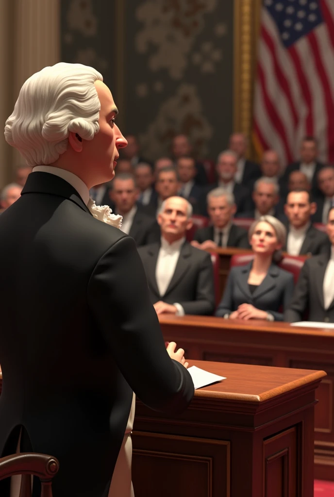Create animation of President Washington Louis giving speech in the House of Representatives