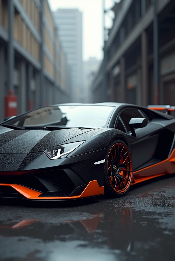 Lamborghini aventador with black colors, orange and grey