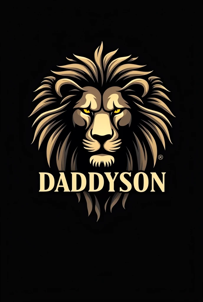Un logo noir et or sur le nom DADDYSON avec une arrière plan tête de lion