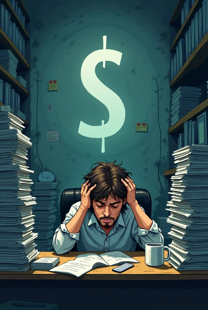 Illustration of employee burnout in company