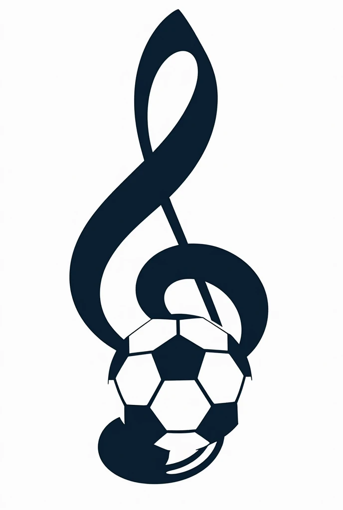 I need a logo with a transparent background that has a treble clef musical note fused with a traditional soccer ball