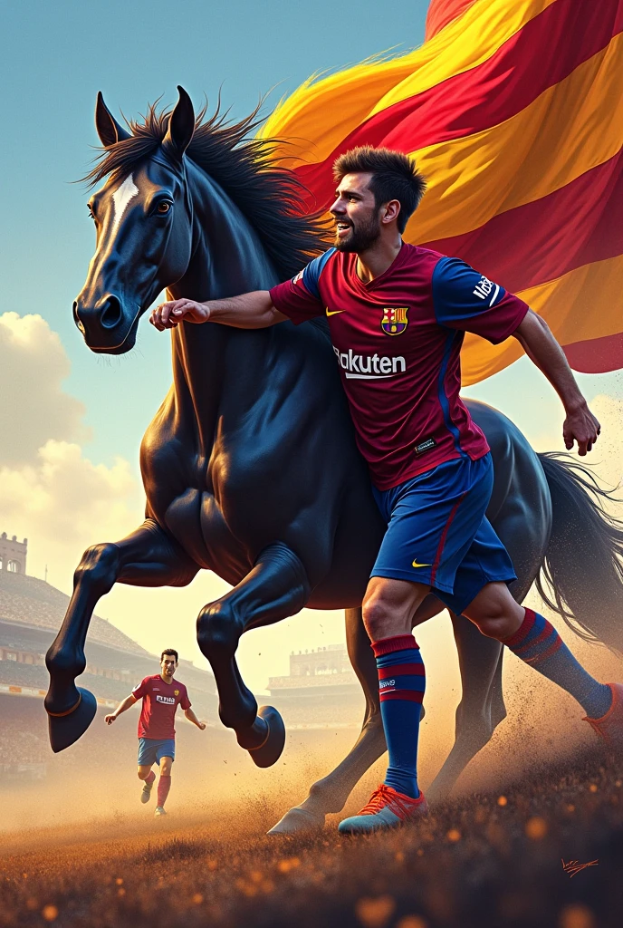 Fc barcelona war with horse and flag