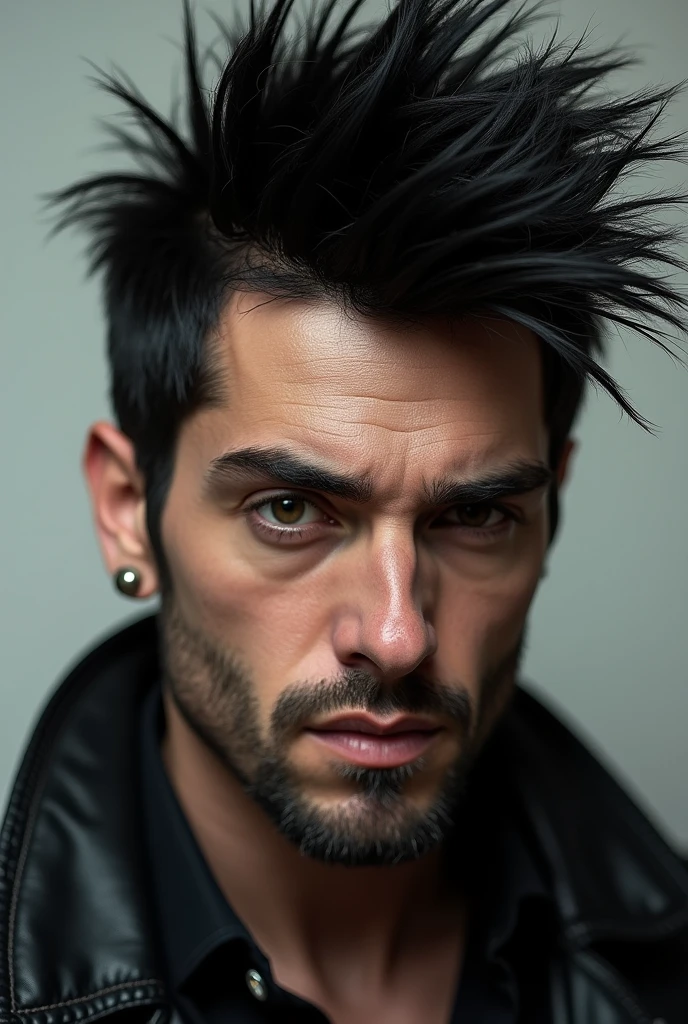 Man with black Punk hair