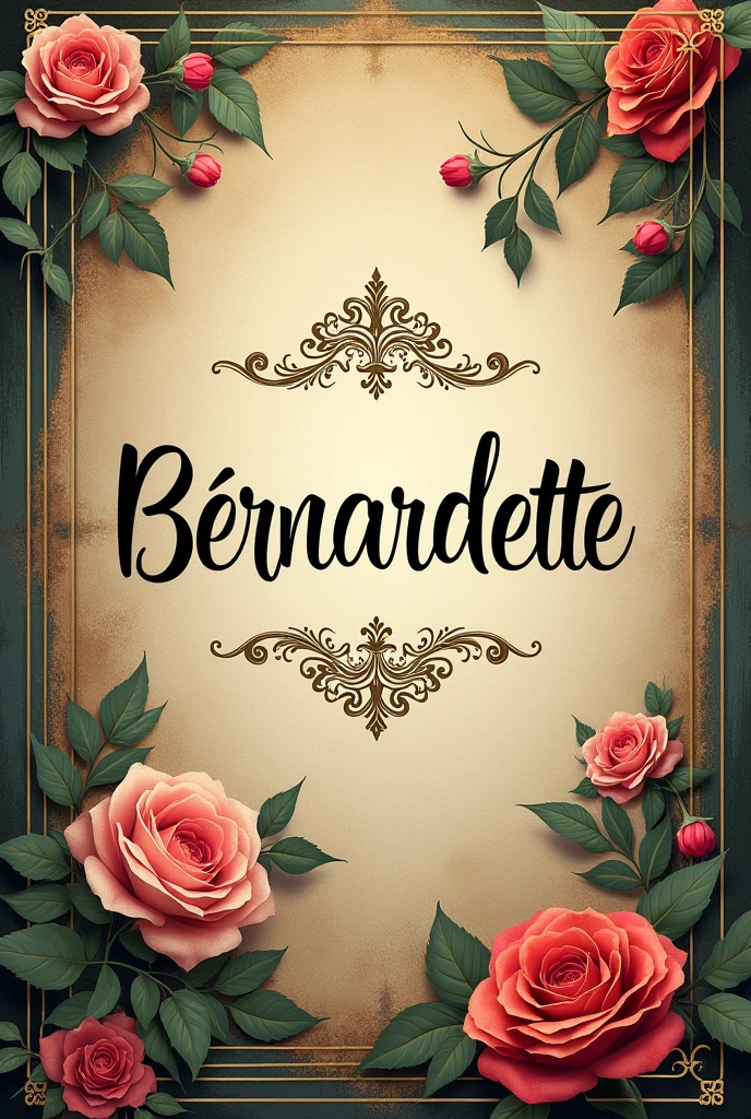 Image decorated with name " Bernardette " in french in the middle 