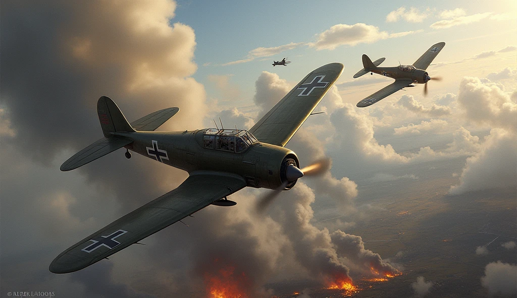 1500; (masterpiece, best quality) destroyed sky; battle in the air; war planes of 1917; Airco DH.9A. vs. Albatros D.II.