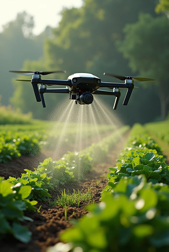 Make me an experimental design with the measurements on a drone scale with a biofertilizer irrigation system in specific places where the pests are found