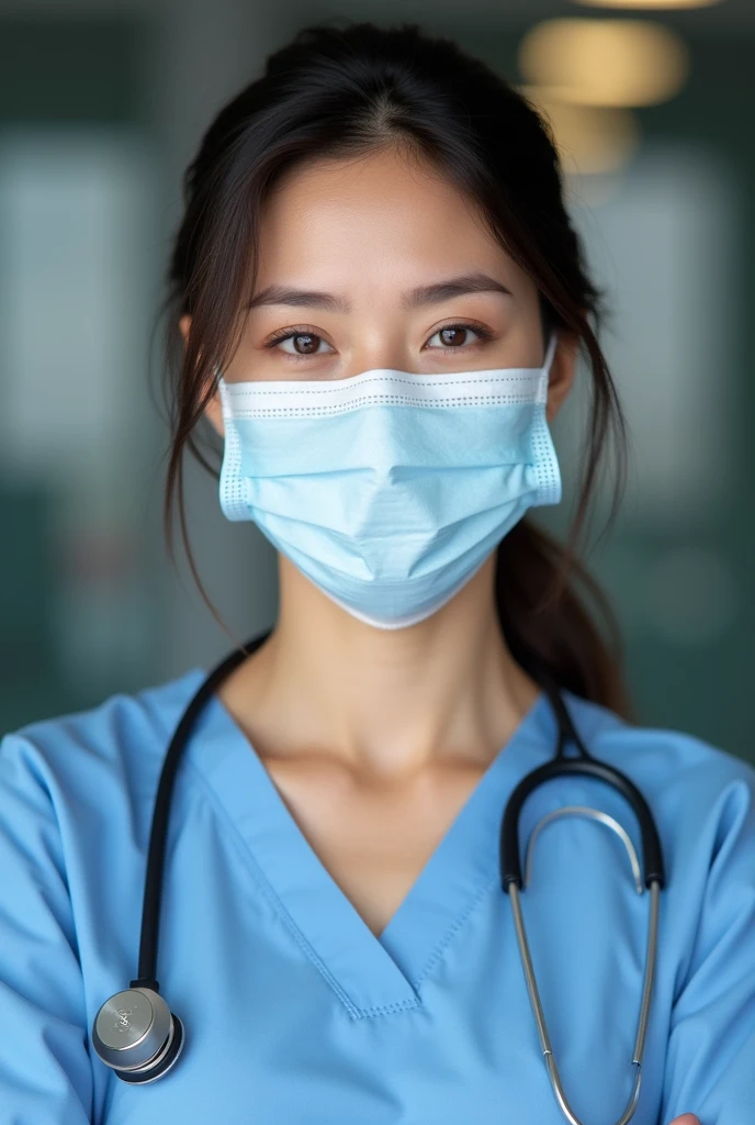 Shortcuts 20-year-old women nurse uniform Smiling I'm wearing a mask