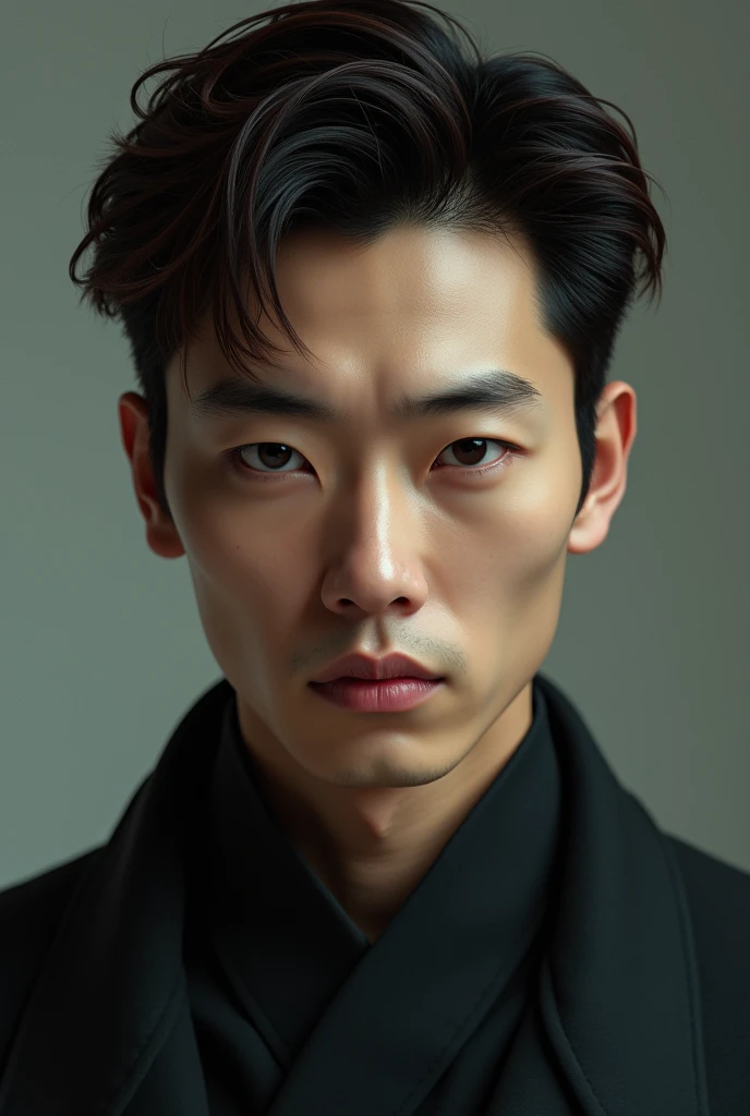 male character, chestnut hair, korean