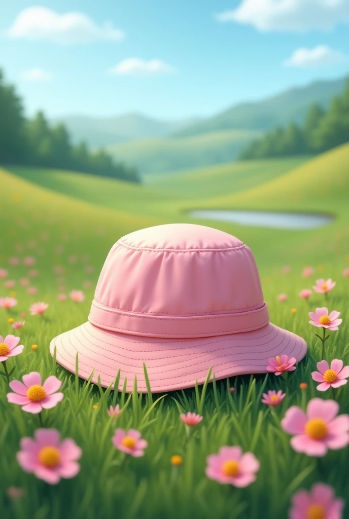 Pink bucket hat in a proper background to send to a customer