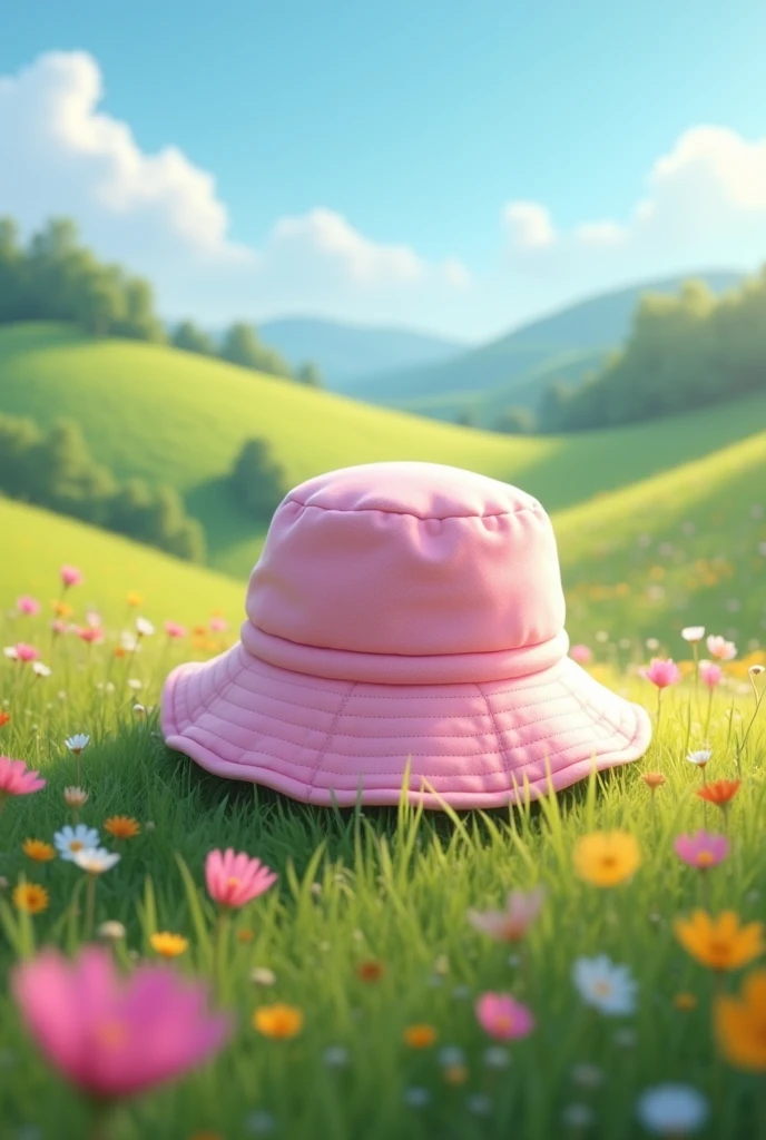 Pink bucket hat in a proper background to send to a customer 