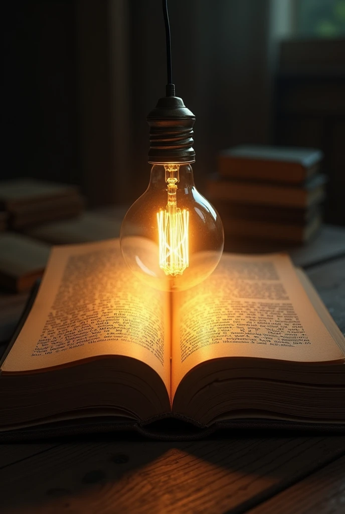 An open book with a light bulb on top