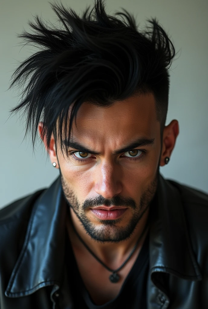 Man with black Punk hair  