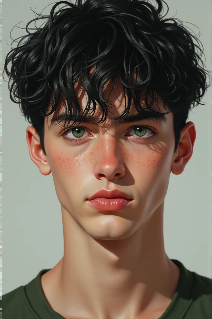 man black hair green eyes 1.73 tall with pimples