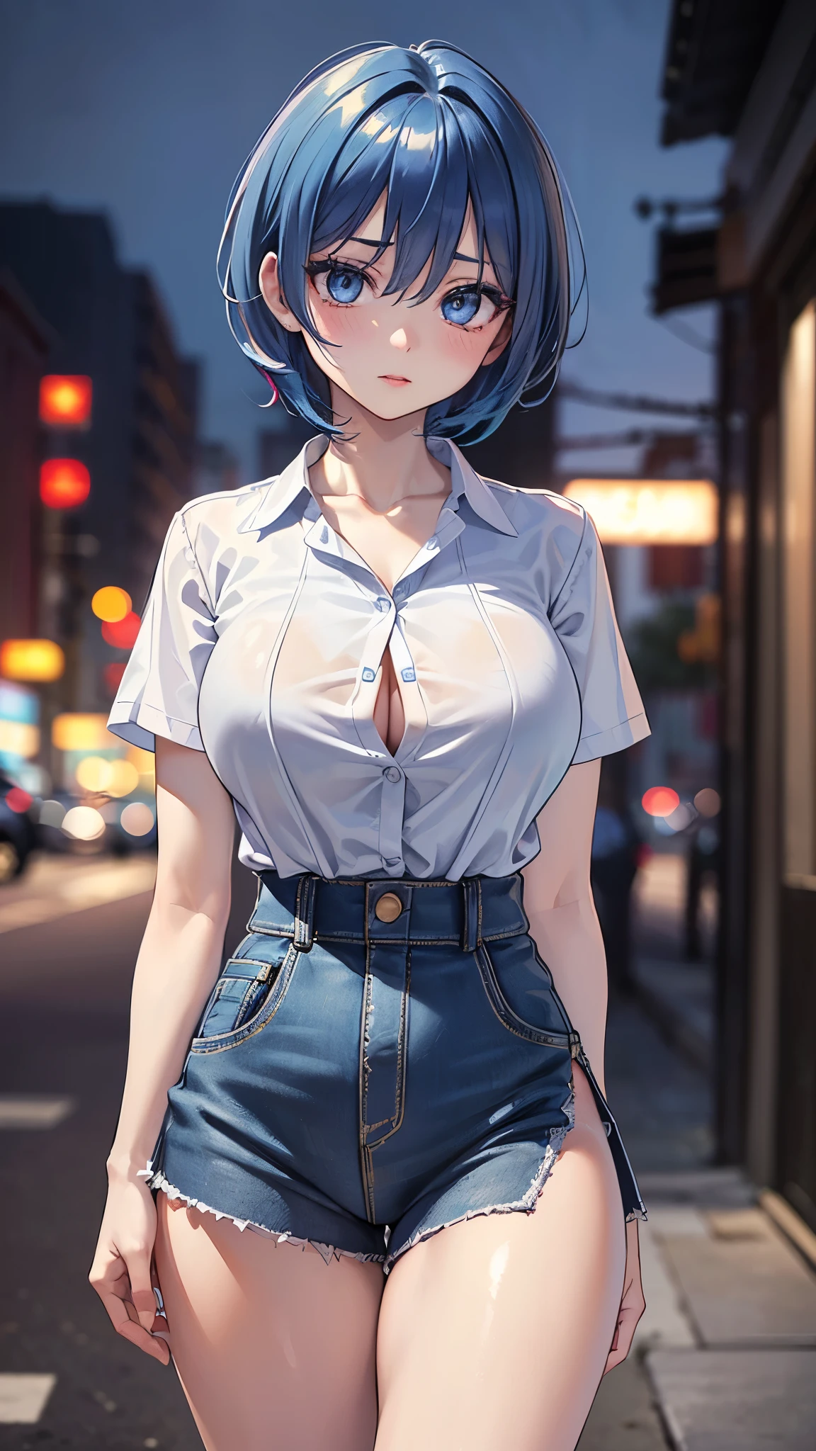 Best picture quality,tmasterpiece,超高分辨率,(Fidelity:1.4),photore,1girll,,white shirt,worn jeans,White sneakers,Pale green eyeballs,eyeslashes,beautiful pupil,eye shadows,Light blush,Delicate facial features,Reasonable facial features,(torn laundry:1.5),(wetclothes:1.4),Chest patch,exposed bare shoulders,Real rain,Wet hair