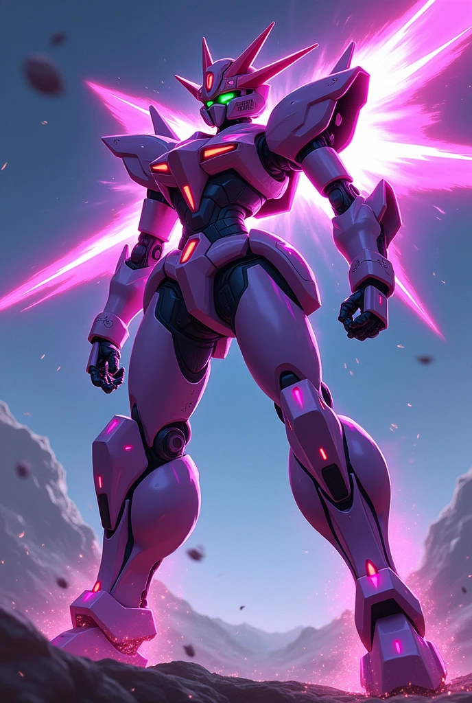 black, Fluorescent purple, anime, Giant Robot, fluid, Junmin, Mass production type, Full body image of a female super robot, Fighting with the enemy, Simple Background,universe, 