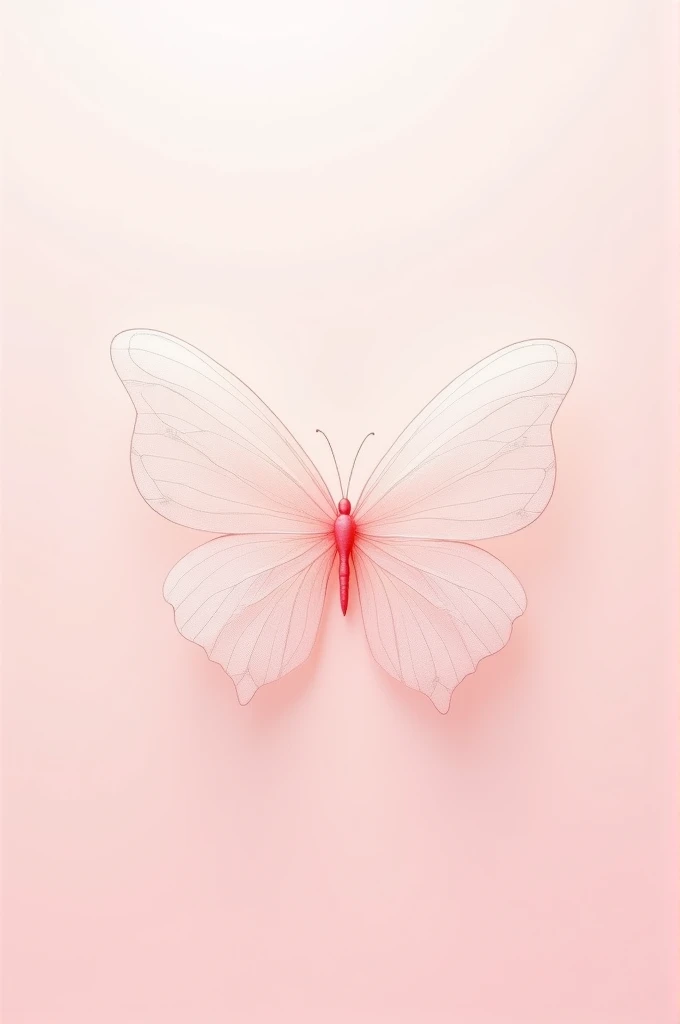 Thin lines in the shape of a butterfly on a light pink background