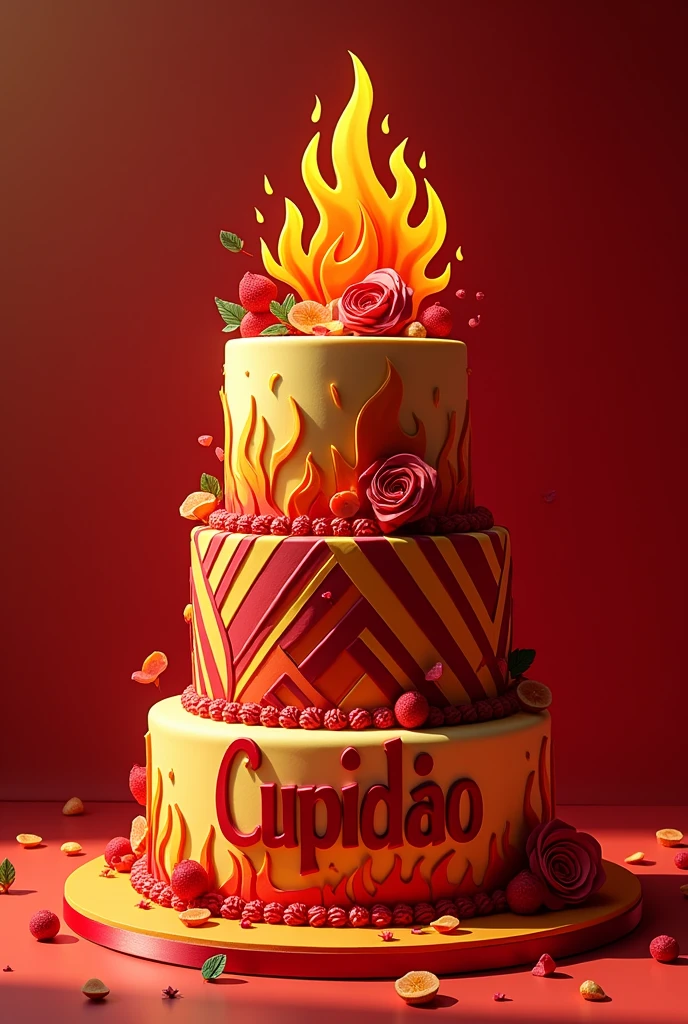 Simple flamengo themed cake with the name CUPIDÃO 55 years