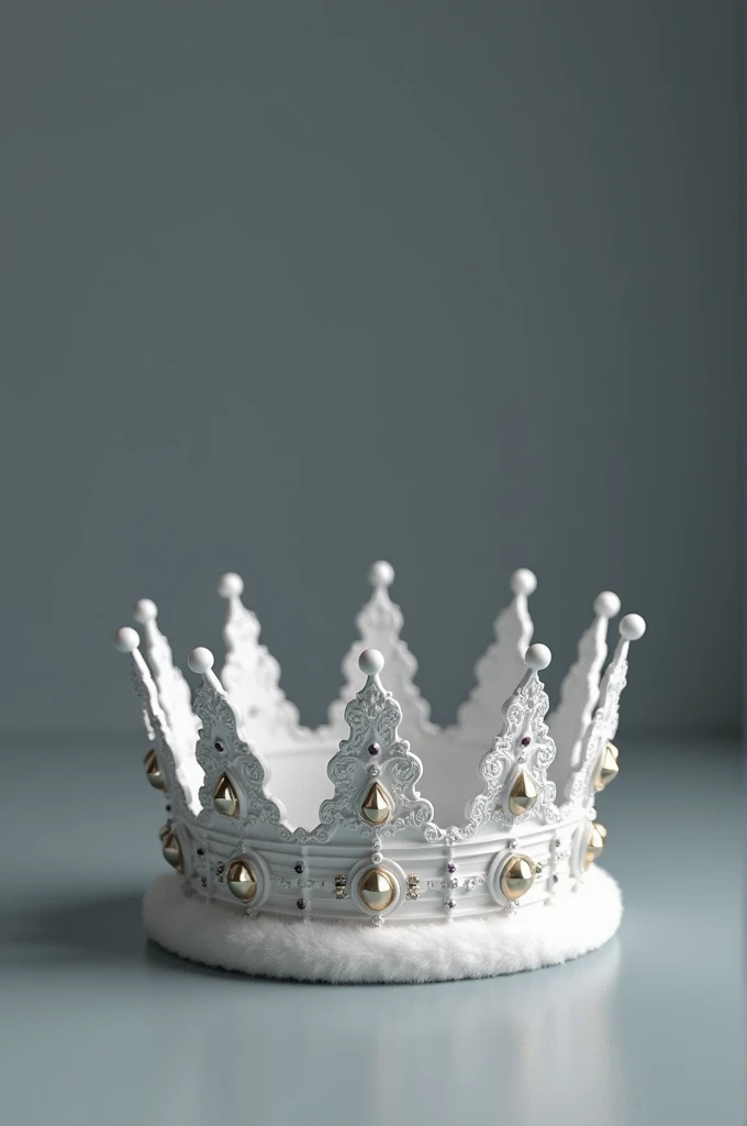 WHITE KING&#39;S CROWN ON A GREY BACKGROUND