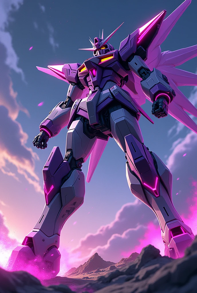 black, Fluorescent purple, anime, Giant Robot, fluid, Junmin, Mass production type, Full body image of a female super robot, Fighting with the enemy, Simple Background,universe,
