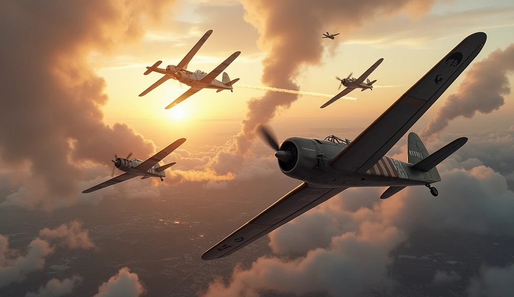 1917 (masterpiece, best quality) destroyed sky; battle in the air; war planes of 1917; Aéroplanes Morane-Saulnier. vs. Albatros C.X.