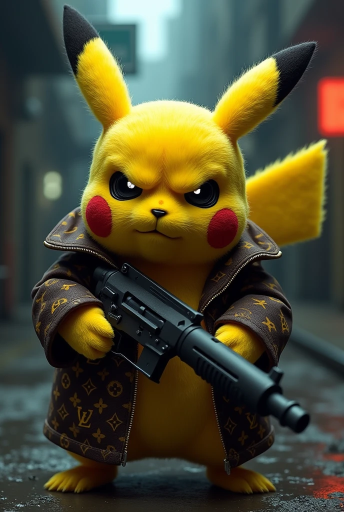 Pikatschu, gangster, weapon, Louis Vuitton, angry