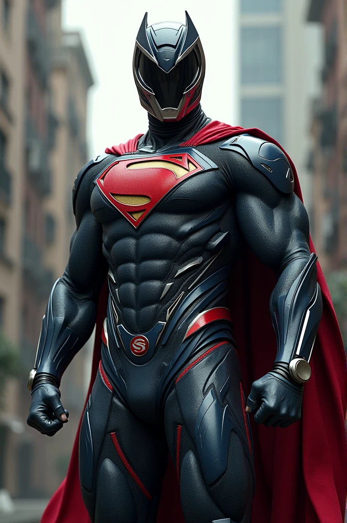 superman version power ranger ultra realism with the helmet on the front and with diamonds on the neck and an ak 47 in his hand