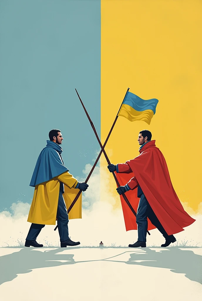 Simple 2d drawing of the war between Ukraine and Russia