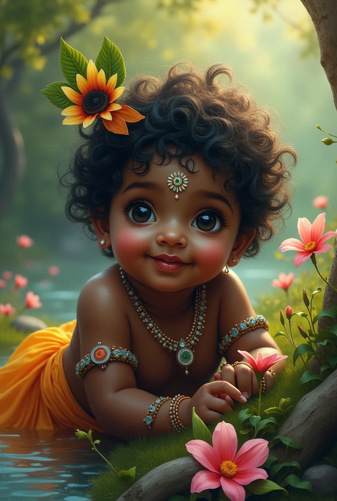 Shri krishna baby face black body colour 
