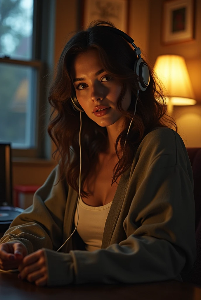 Woman listening to Elvis Presley music 