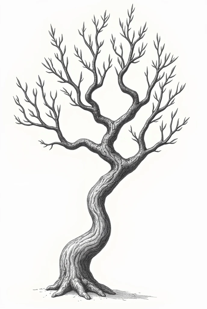 olive tree branches, just the branches, line illustration type engraving