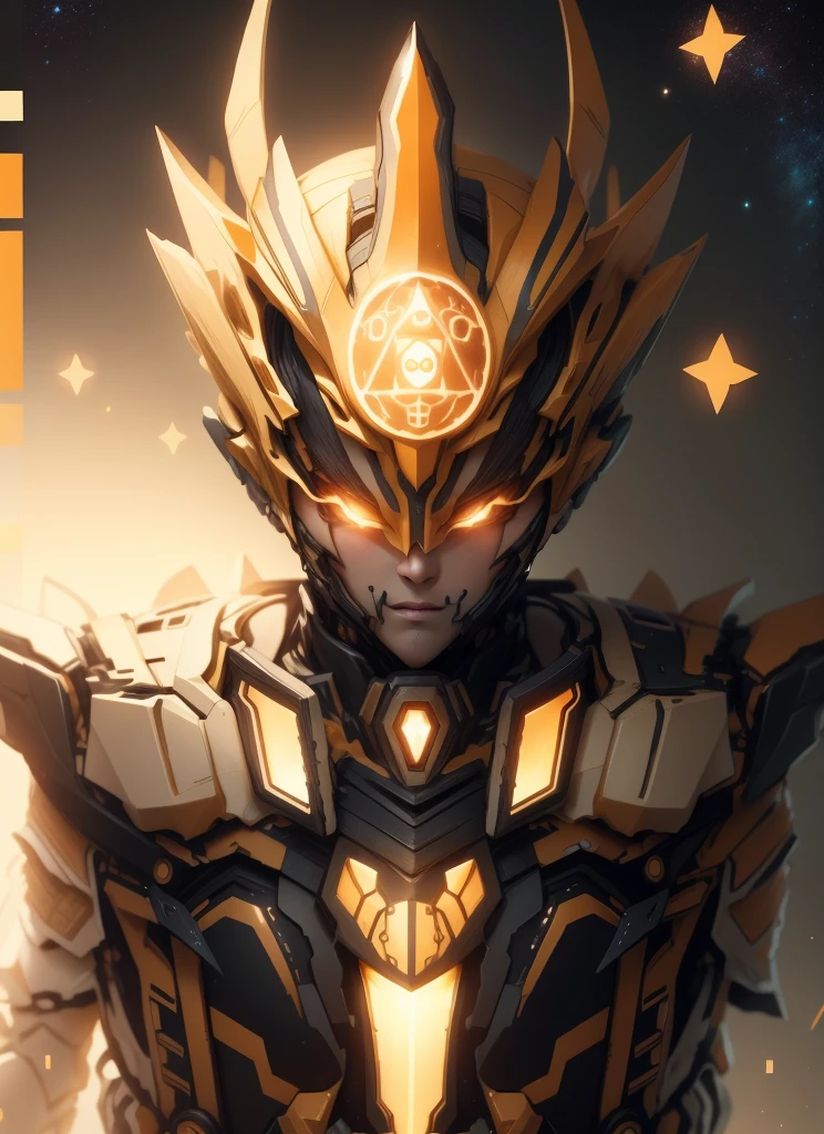 Keep it tech-friendly，Keep it looking，Maintaining image integrity，Keep the original image，orange color是星空的主色调，orange color，一些Starry Orange和Starry Orange，Starry Orange，Starry Orange（Ensure its layering and armor texture，Starry sky color as main color）
