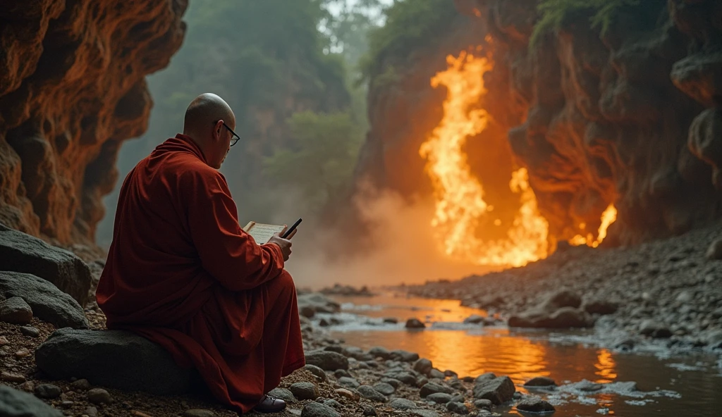 Ultra HD 4K (((("Masterpiece")))), [Create a new "star" movie scene] "very detailed" Monk standing and MEDITATING