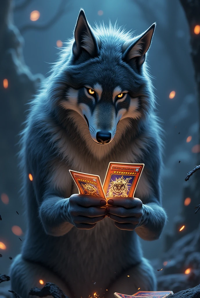 Wolf playing yugioh card games